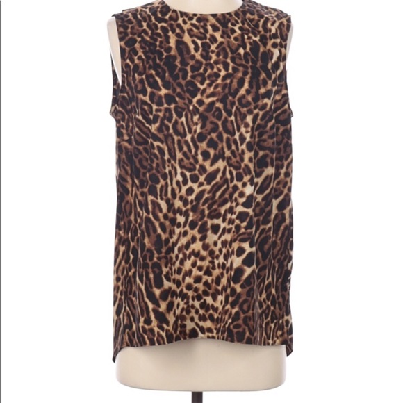 New Lauren Ralph Lauren Leopard sleeveless shirt top small black brown small - Picture 2 of 9